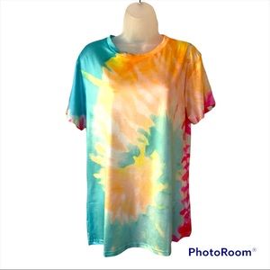 Silky Polyester Spandex Tie Dye T-Shirt - Size Medium
